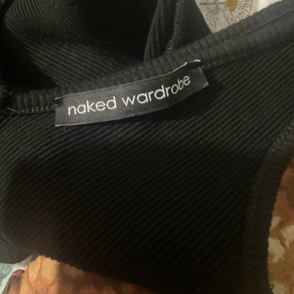 Naked Wardrobe Ribbed V Neck Tank Dress LBD - Picture 2 of 5
